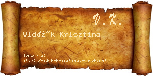 Vidák Krisztina névjegykártya